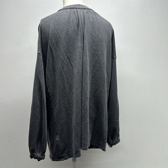 The Great Sweatshirt V-Neck Rope Lace Up Top Long Sleeve Pullover Gray Size 0 XS - Picture 5 of 10